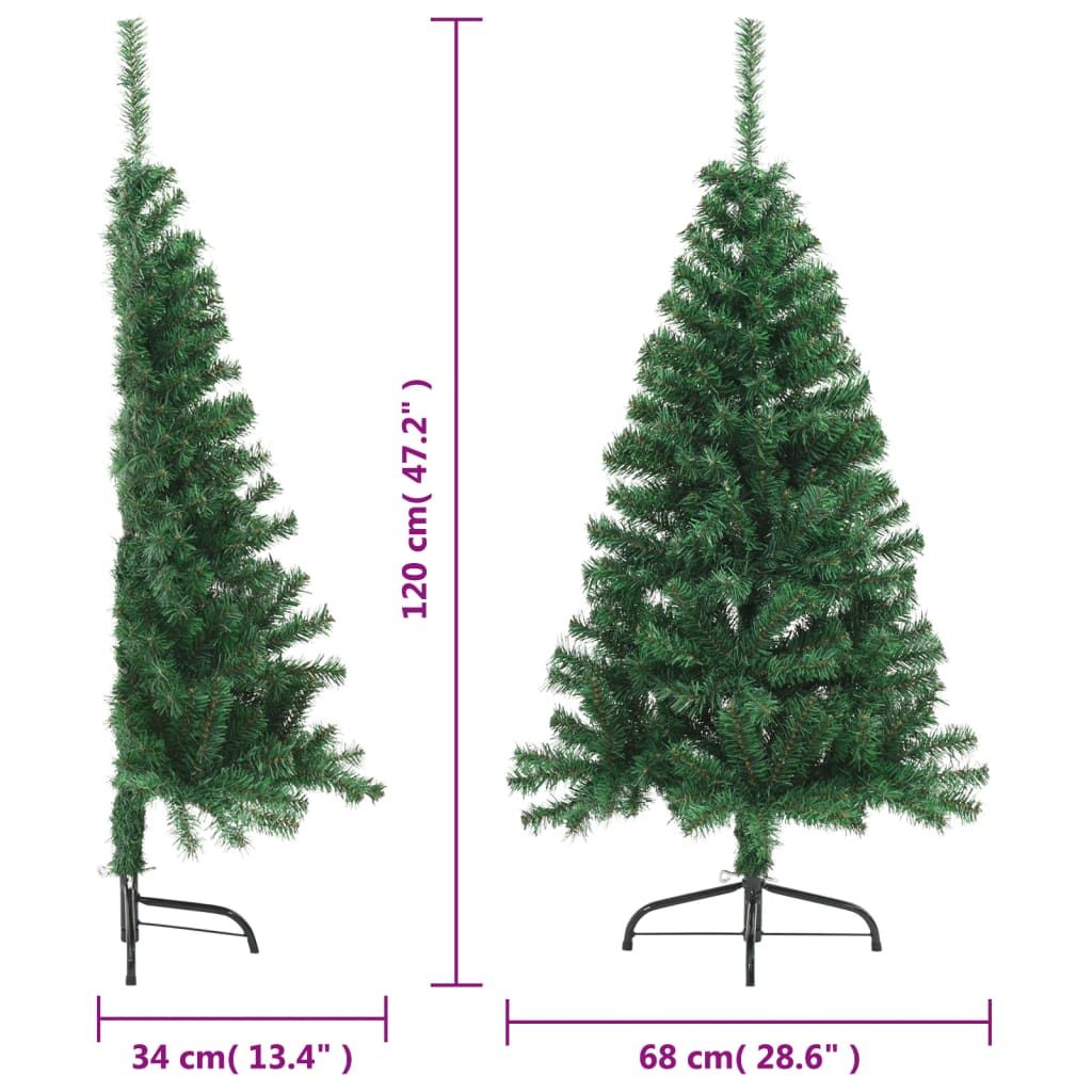 Künstlicher Halb-Weihnachtsbaum mit Ständer Grün 120 cm PVC - Pazzar.ch