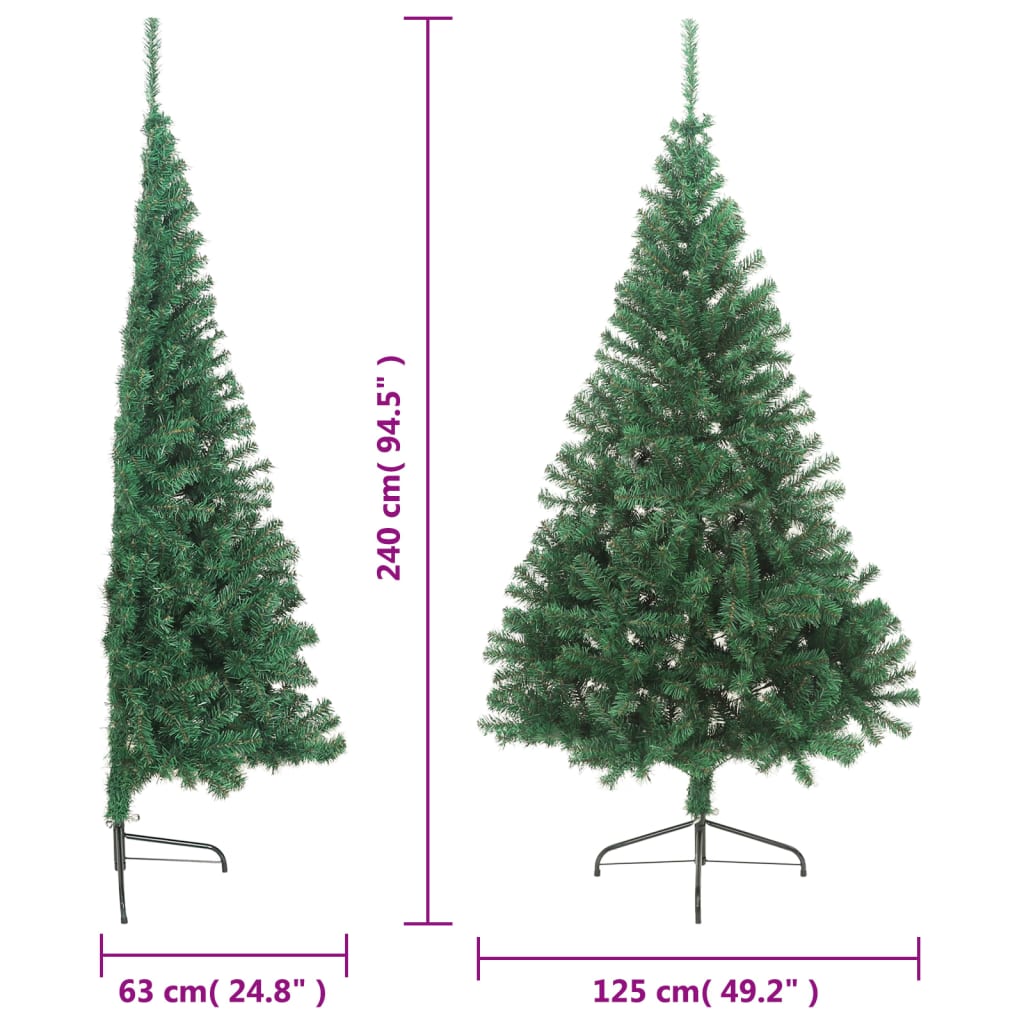 Künstlicher Halb-Weihnachtsbaum mit Ständer Grün 240 cm PVC - Pazzar.ch