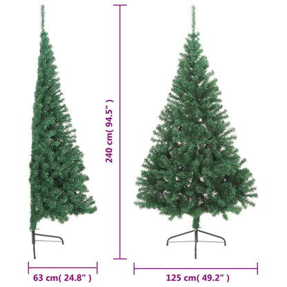 Künstlicher Halb-Weihnachtsbaum mit Ständer Grün 240 cm PVC - Pazzar.ch