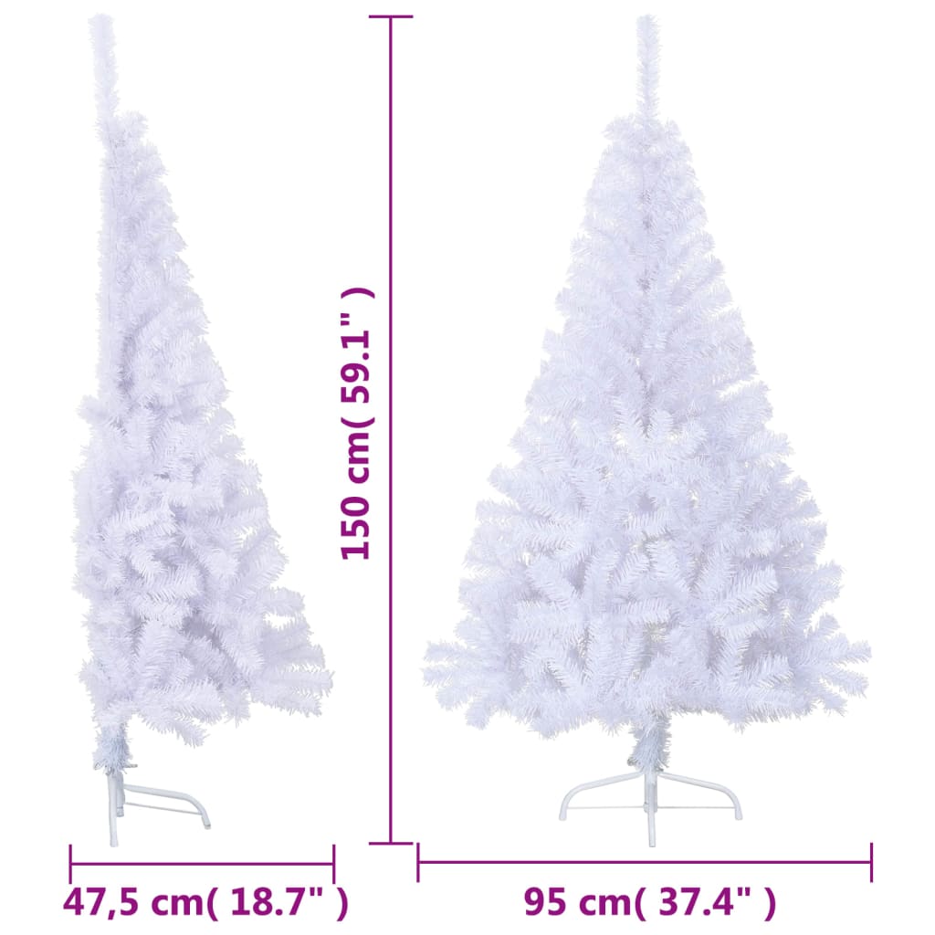 Künstlicher Halb-Weihnachtsbaum mit Ständer Weiß 150 cm PVC - Pazzar.ch