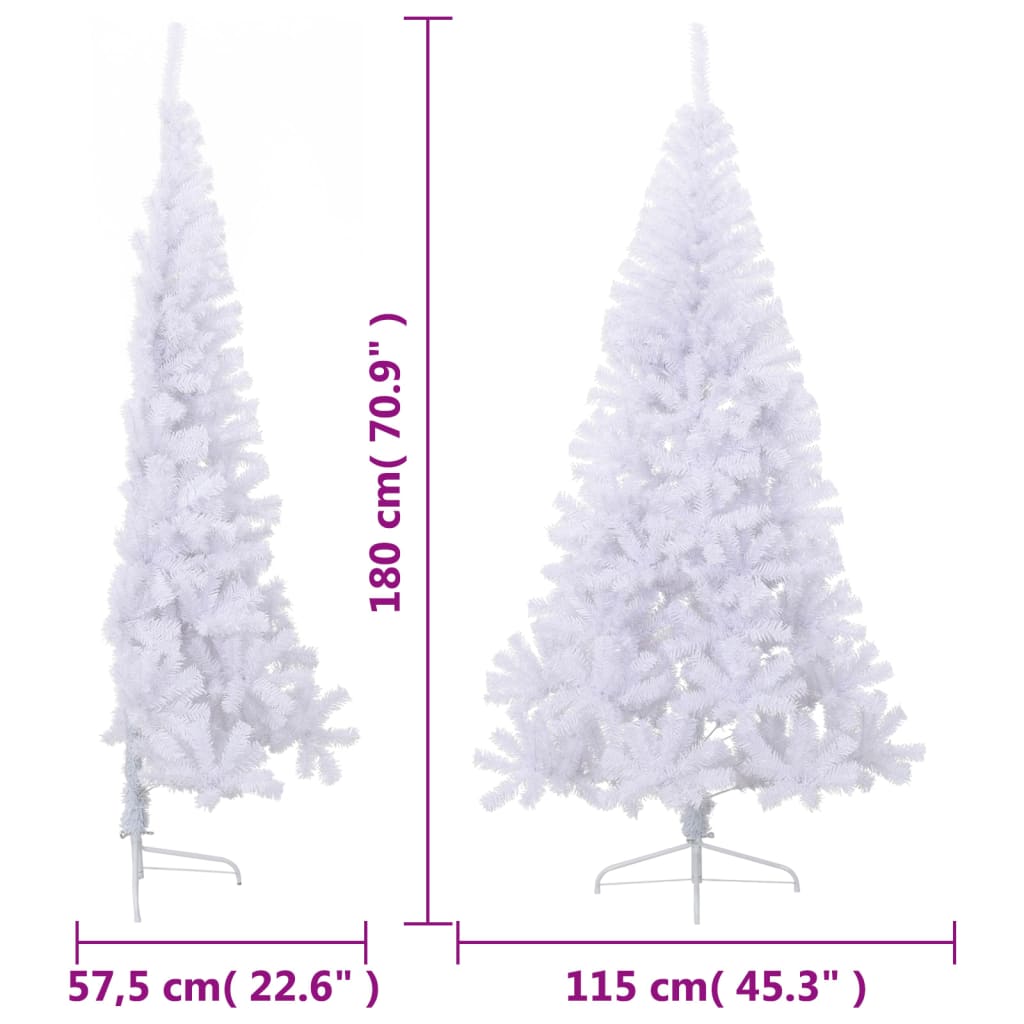 Künstlicher Halb-Weihnachtsbaum mit Ständer Weiß 180 cm PVC - Pazzar.ch