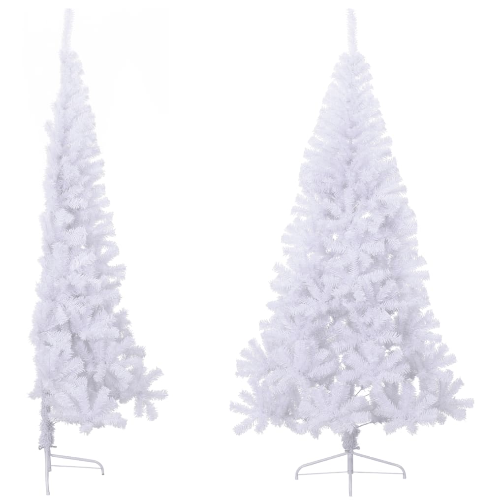 Künstlicher Halb-Weihnachtsbaum mit Ständer Weiß 240 cm PVC