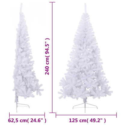 Künstlicher Halb-Weihnachtsbaum mit Ständer Weiß 240 cm PVC - Pazzar.ch