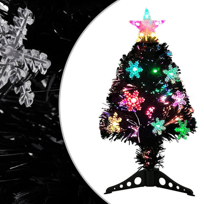 Weihnachtsbaum mit LED-Schneeflocken Schwarz 64 cm Fiberoptik - Pazzar.ch