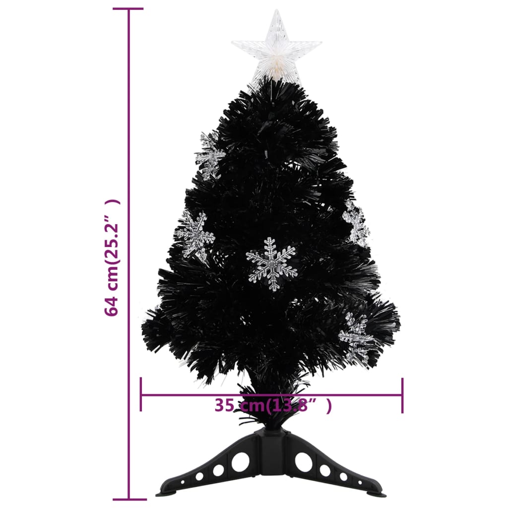 Weihnachtsbaum mit LED-Schneeflocken Schwarz 64 cm Fiberoptik - Pazzar.ch