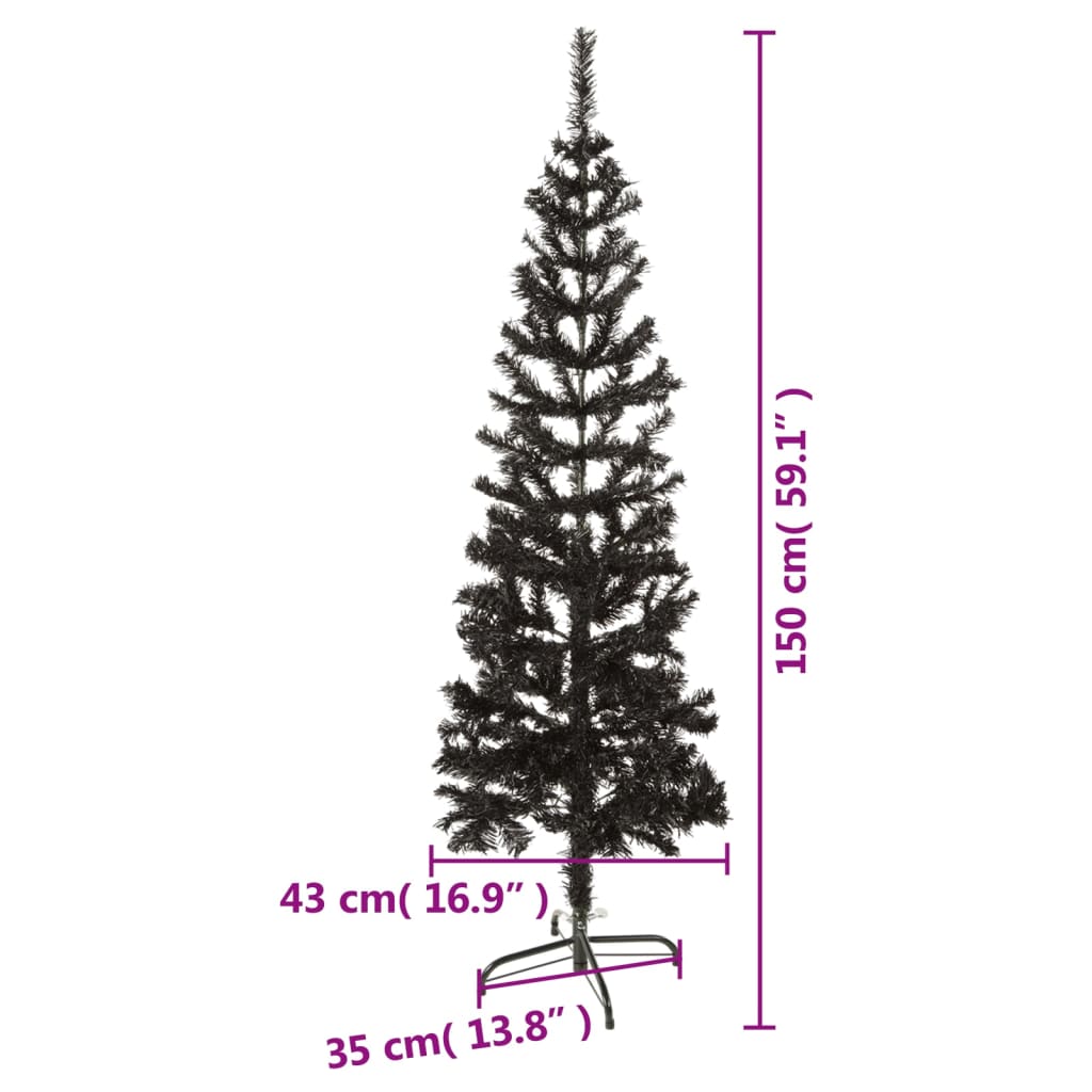 Schlanker Weihnachtsbaum Schwarz 150 cm - Pazzar.ch