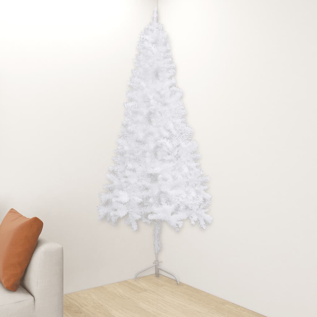 Künstlicher Eck-Weihnachtsbaum Weiß 150 cm PVC - Pazzar.ch