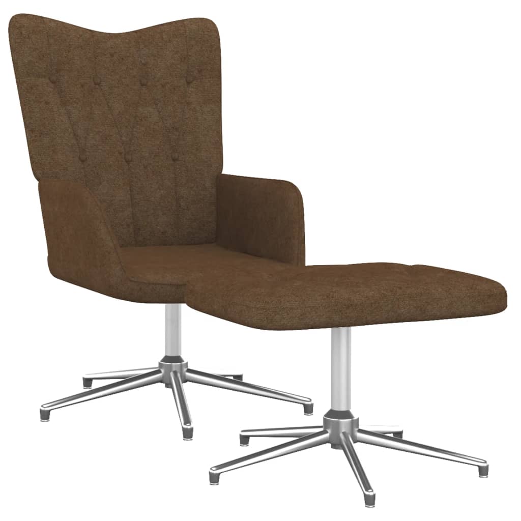 Relaxsessel mit Hocker Braun Stoff - Pazzar.ch