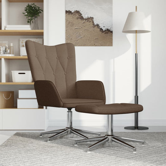 Relaxsessel mit Hocker Braun Stoff - Pazzar.ch