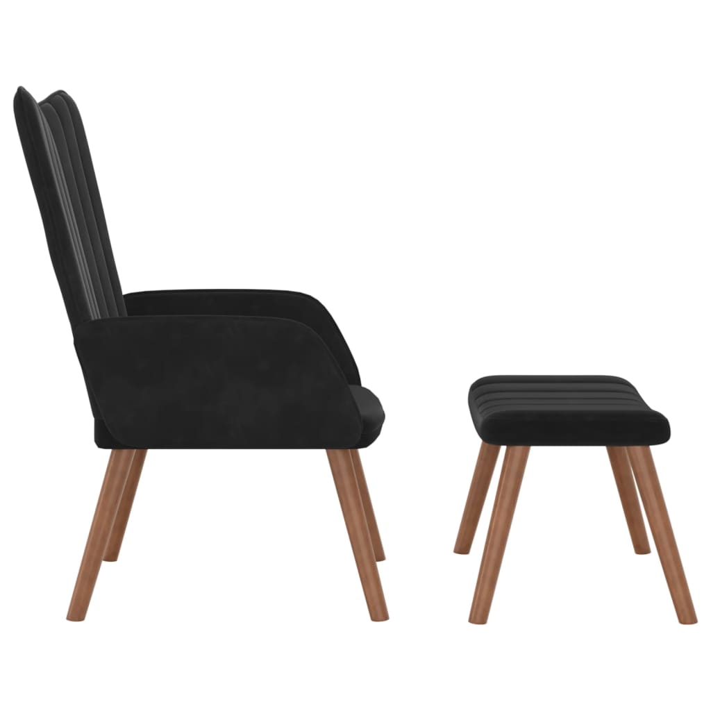 Relaxsessel mit Hocker Schwarz Samt - Pazzar.ch