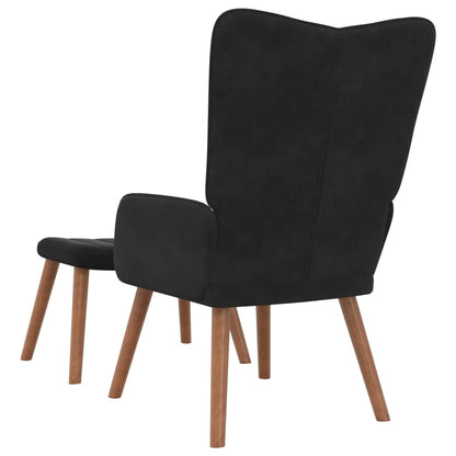 Relaxsessel mit Hocker Schwarz Samt - Pazzar.ch