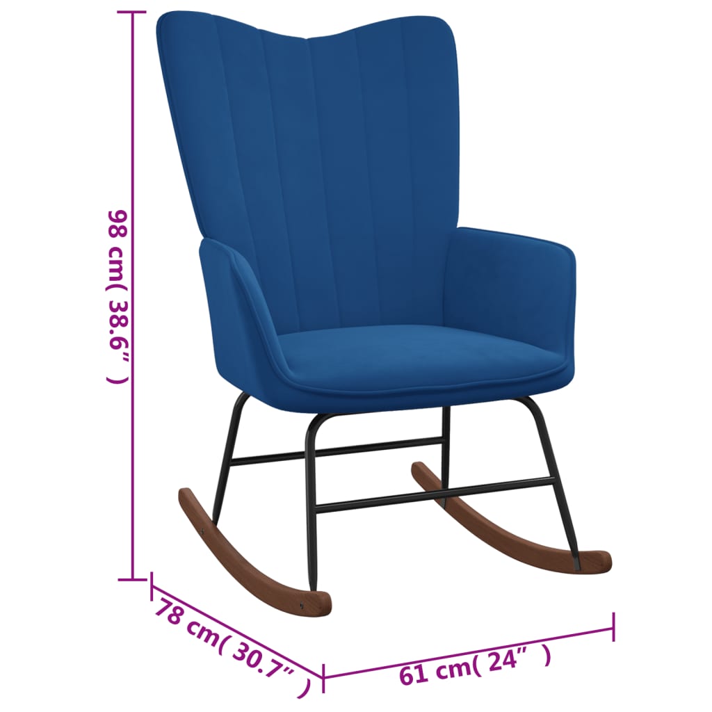 Schaukelstuhl Blau Samt - Pazzar.ch