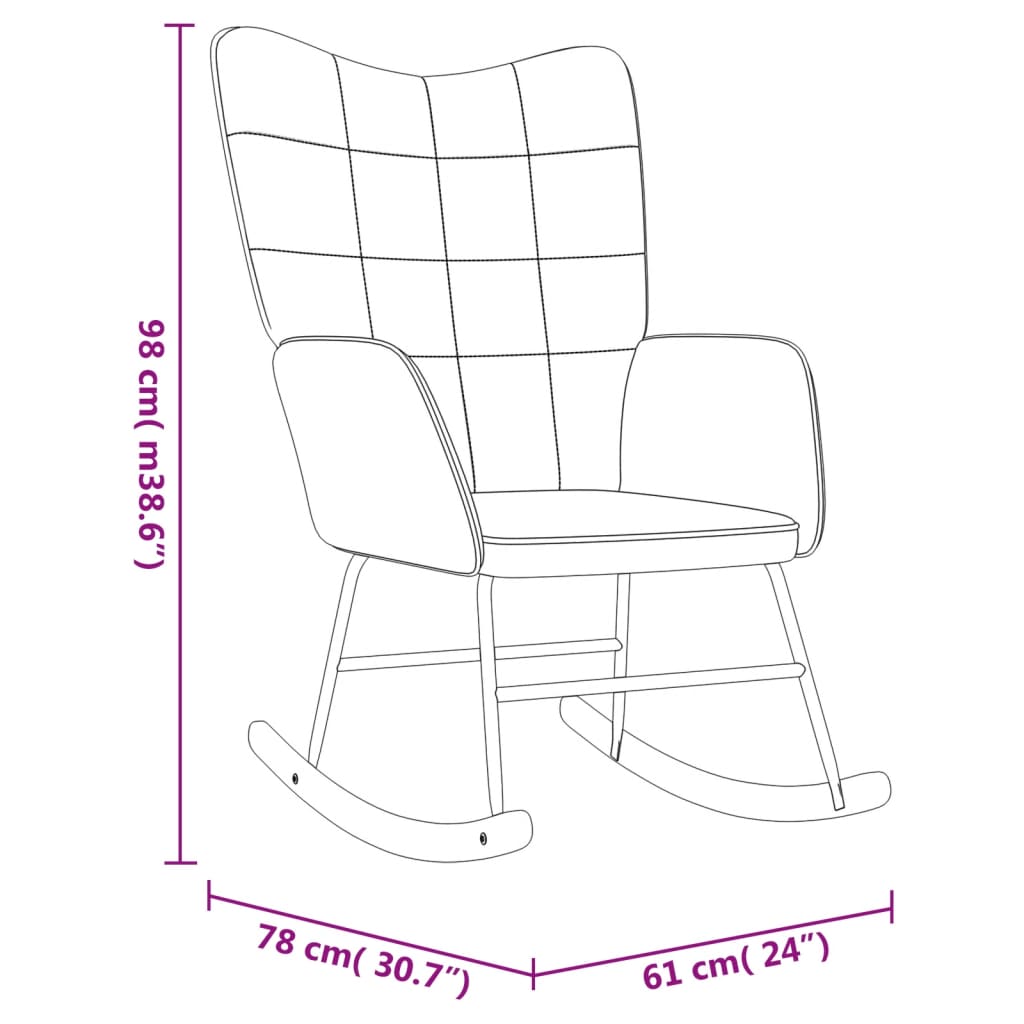 Schaukelstuhl Dunkelgrau Samt und PVC