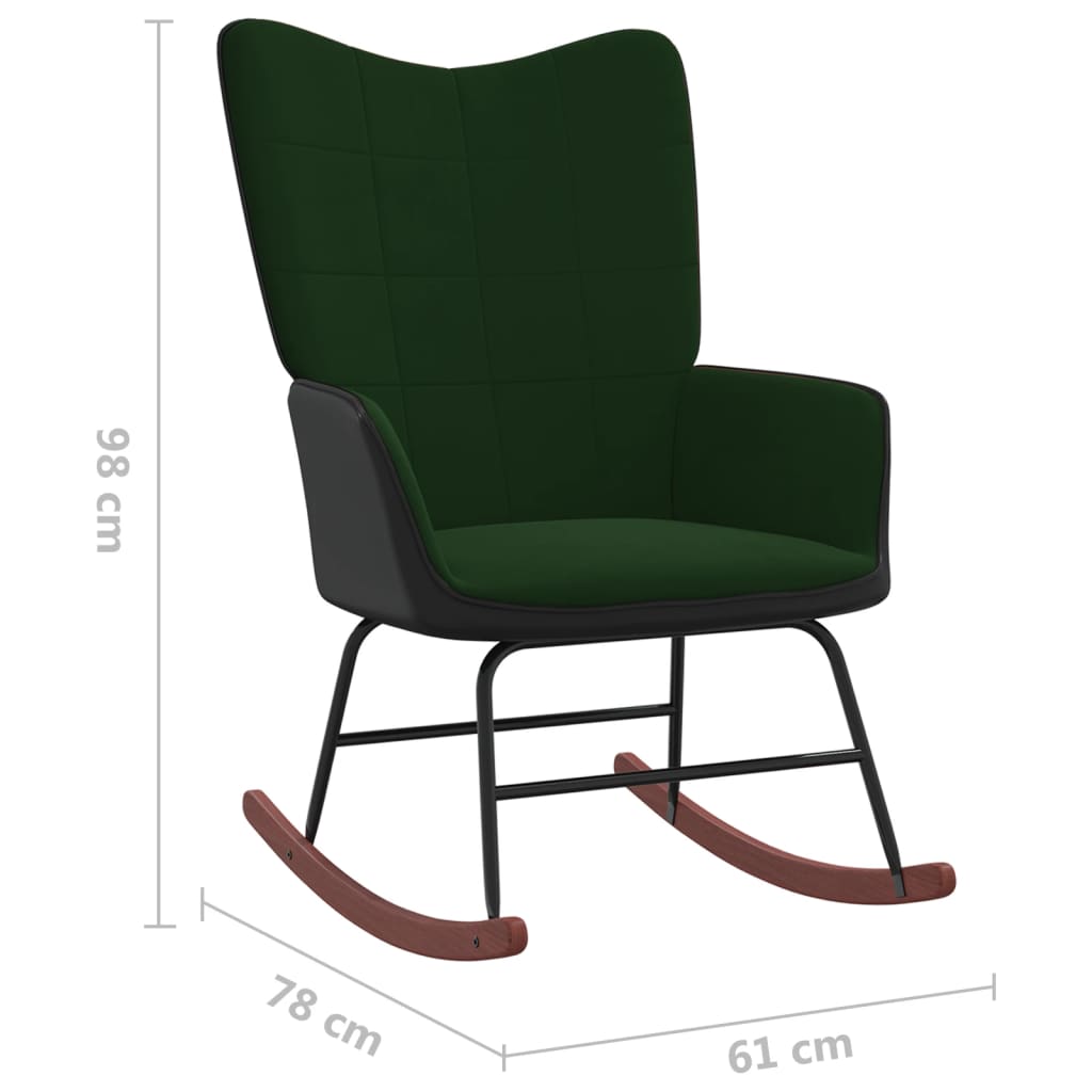 Schaukelstuhl Dunkelgrün Samt und PVC