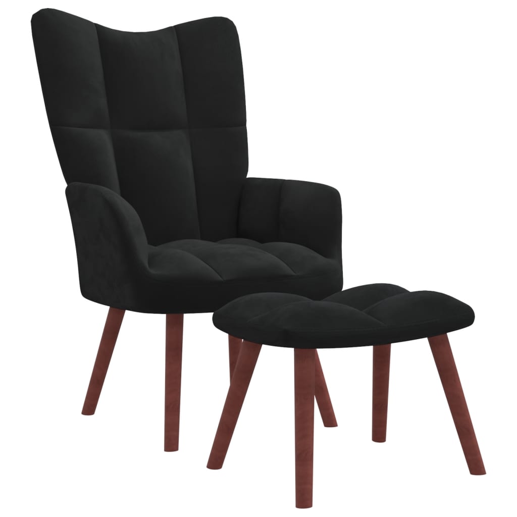 Relaxsessel mit Hocker Schwarz Samt