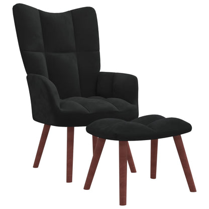 Relaxsessel mit Hocker Schwarz Samt - Pazzar.ch