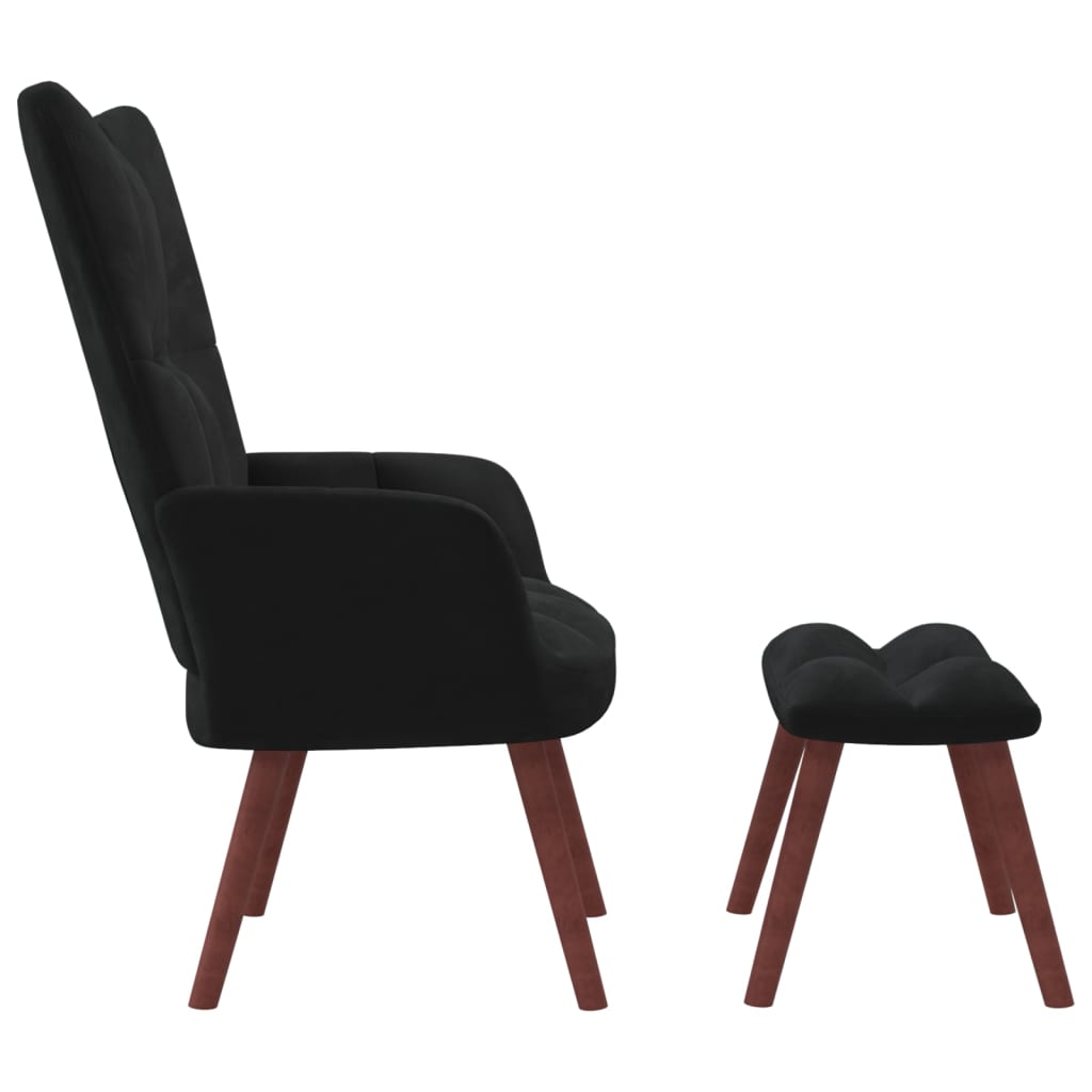 Relaxsessel mit Hocker Schwarz Samt - Pazzar.ch