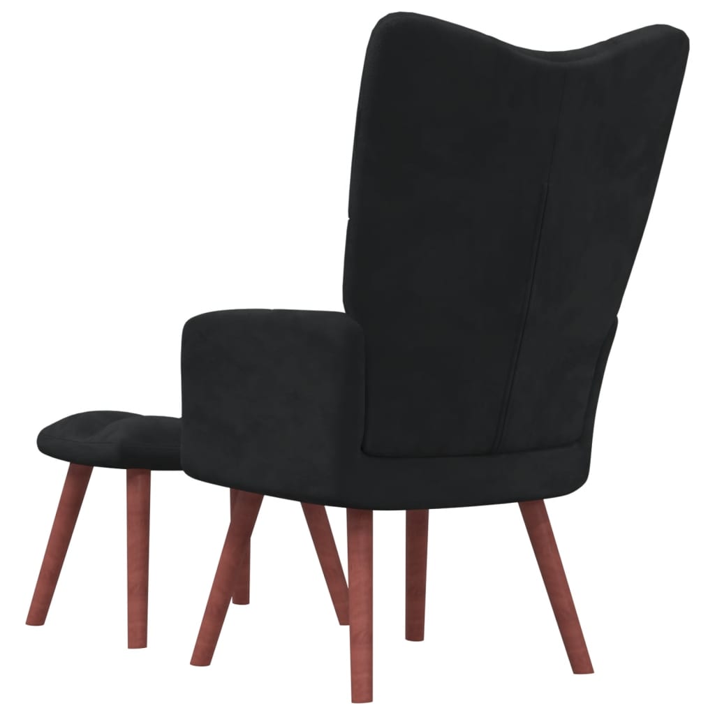 Relaxsessel mit Hocker Schwarz Samt