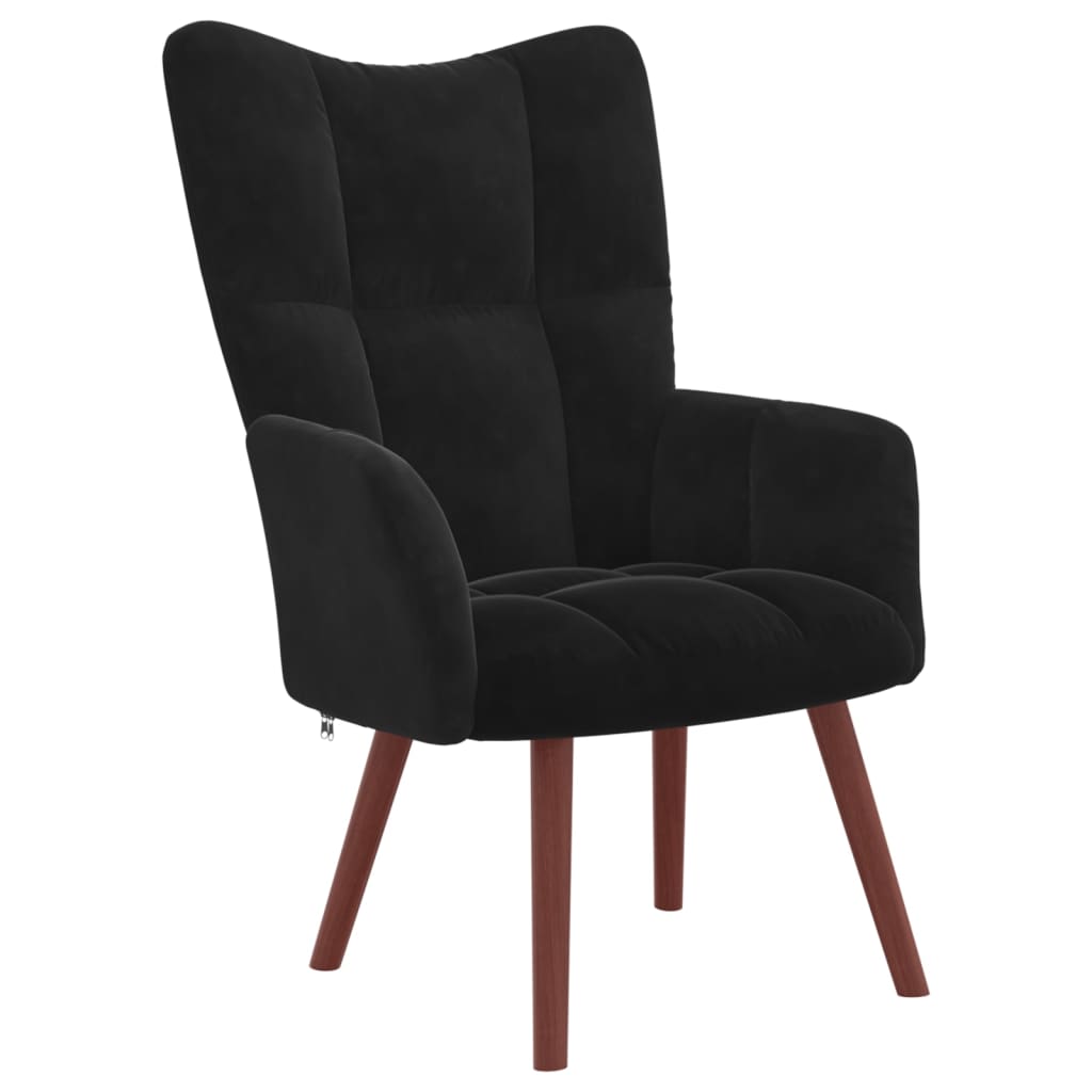 Relaxsessel mit Hocker Schwarz Samt - Pazzar.ch