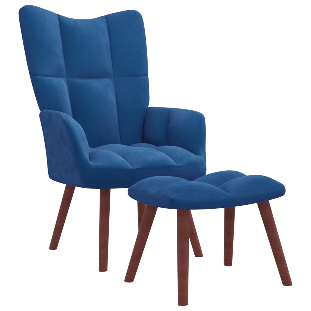 Relaxsessel mit Hocker Blau Samt - Pazzar.ch