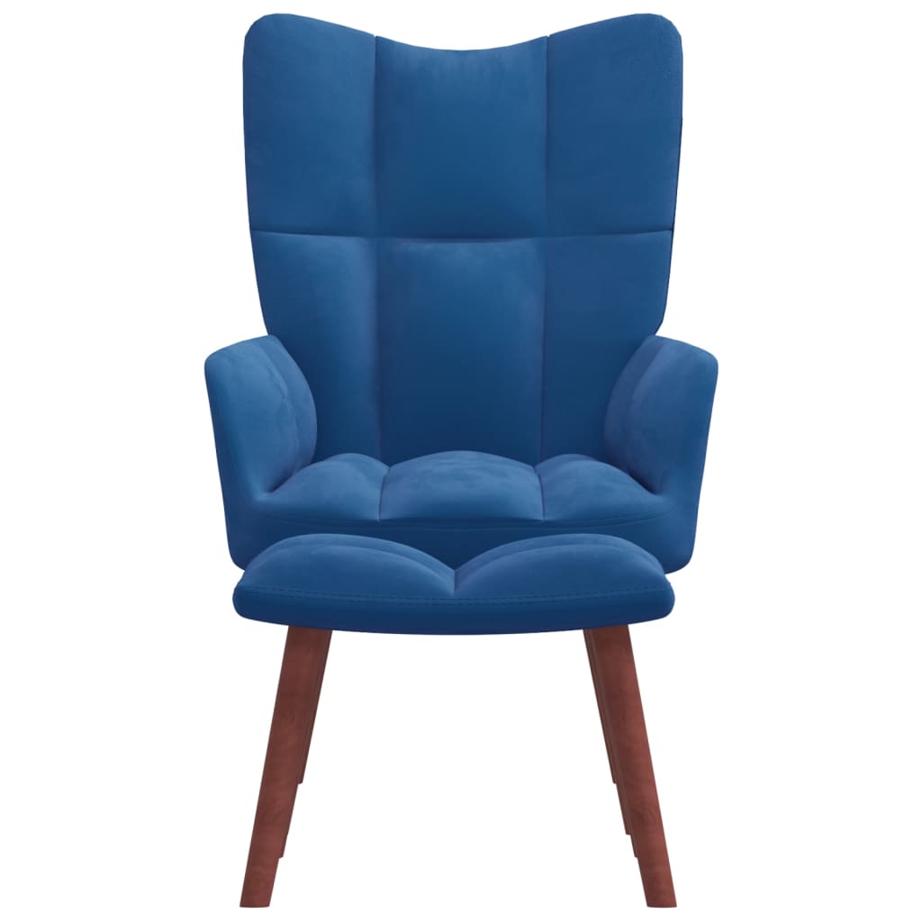 Relaxsessel mit Hocker Blau Samt - Pazzar.ch