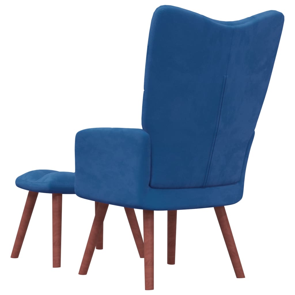 Relaxsessel mit Hocker Blau Samt - Pazzar.ch