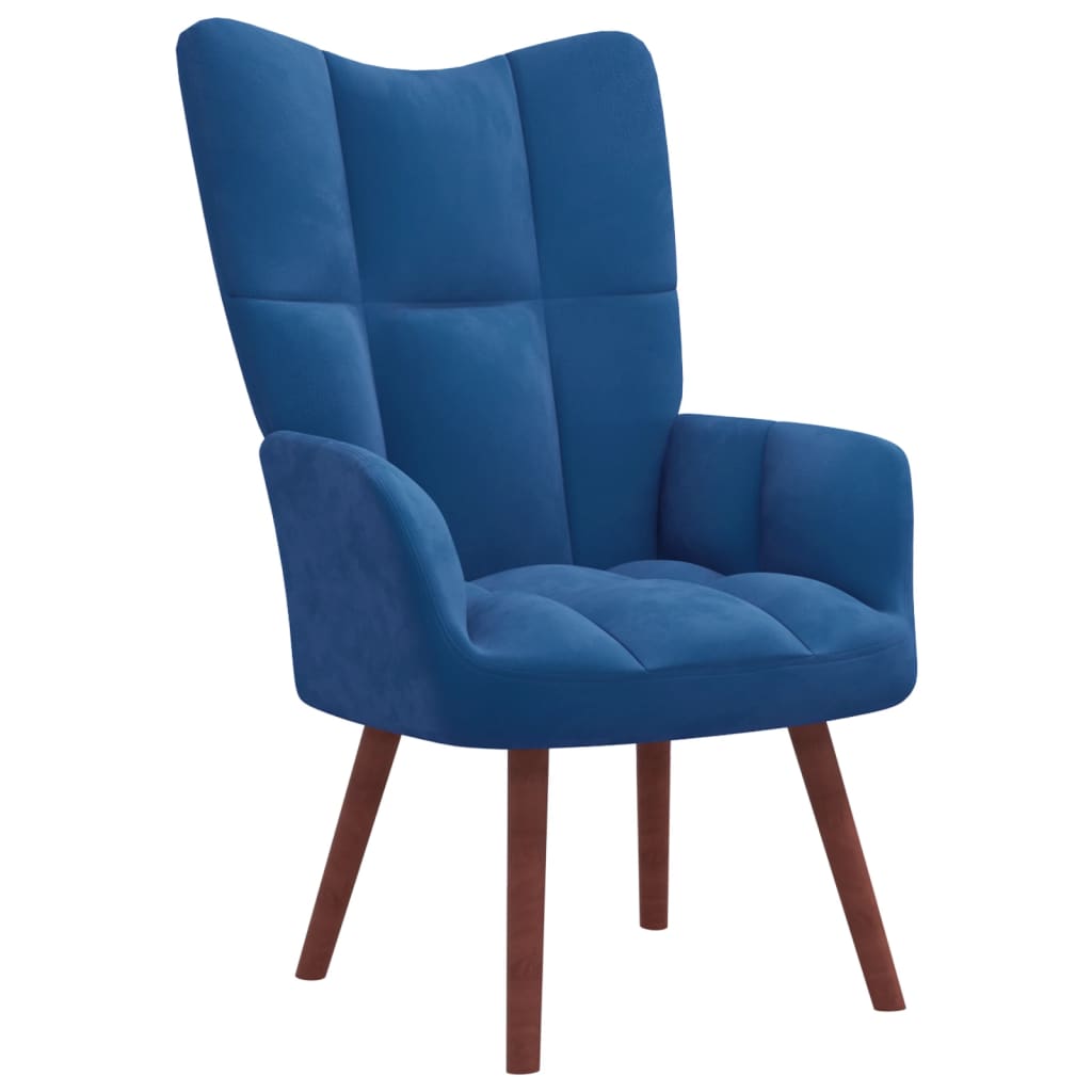 Relaxsessel mit Hocker Blau Samt