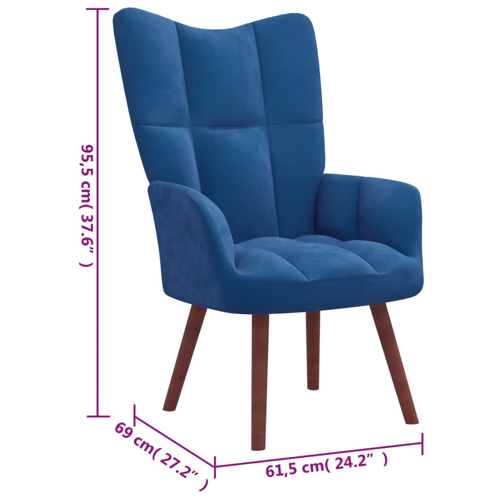 Relaxsessel mit Hocker Blau Samt - Pazzar.ch