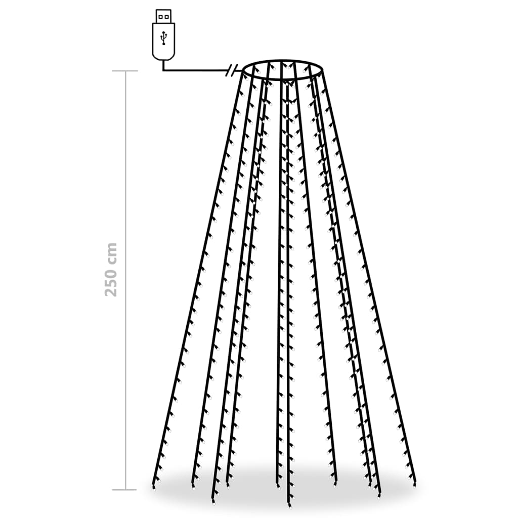 Weihnachtsbaum-Lichternetz mit 250 LEDs Kaltweiß 250 cm - Pazzar.ch