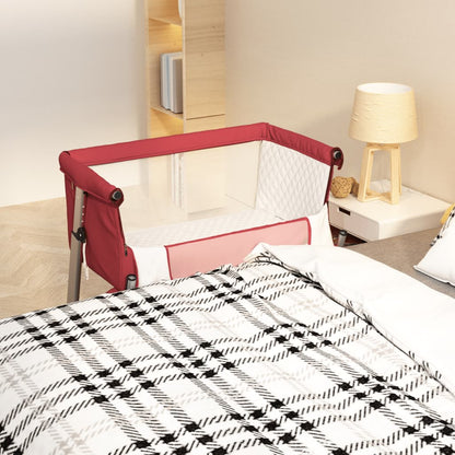 Babybett mit Matratze Rot Leinenstoff - Pazzar.ch