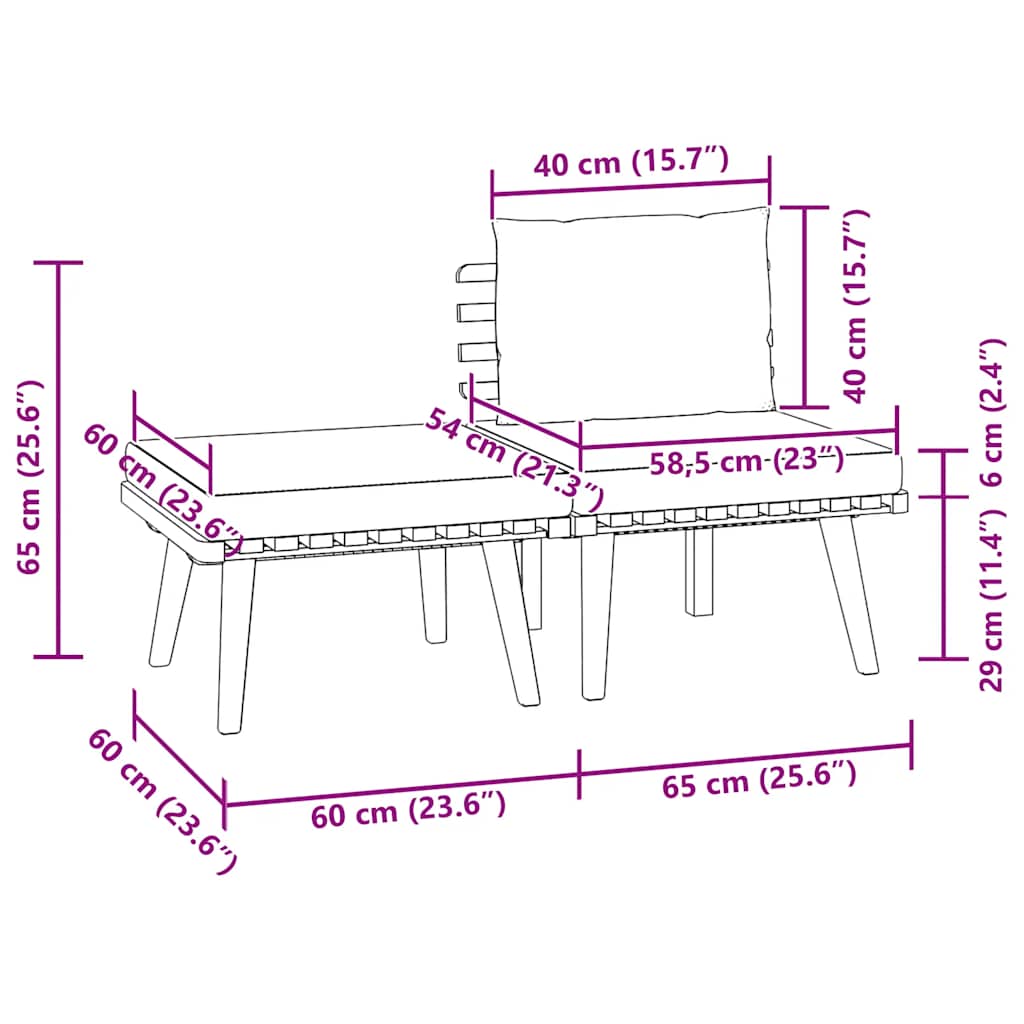 3-tlg. Garten-Lounge-Set mit Kissen Massivholz Akazie