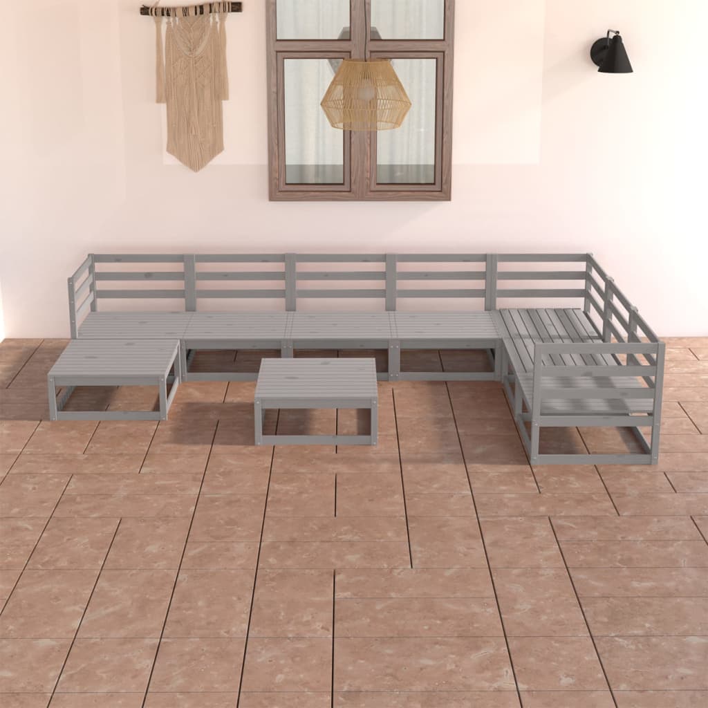 8-tlg. Garten-Lounge-Set Grau Kiefer Massivholz - Pazzar.ch