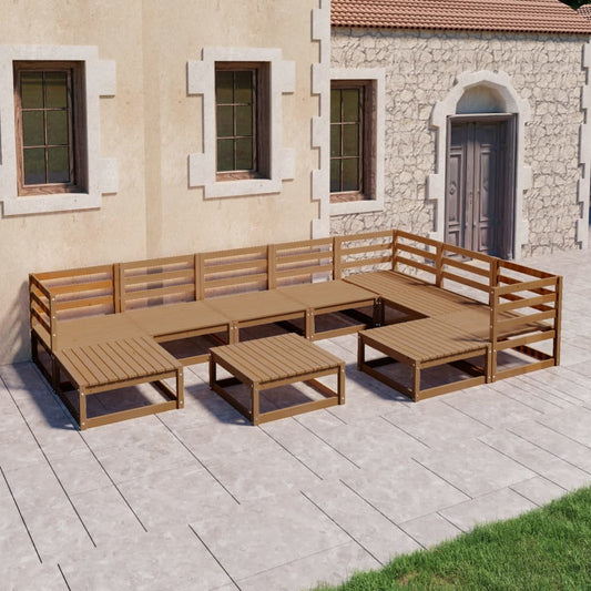 10-tlg. Garten-Lounge-Set Honigbraun Massivholz Kiefer - Pazzar.ch