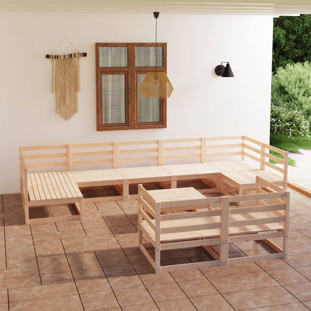 10-tlg. Garten-Lounge-Set Massivholz Kiefer - Pazzar.ch