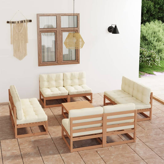 9-tlg. Garten-Lounge-Set mit Kissen Kiefer Massivholz - Pazzar.ch