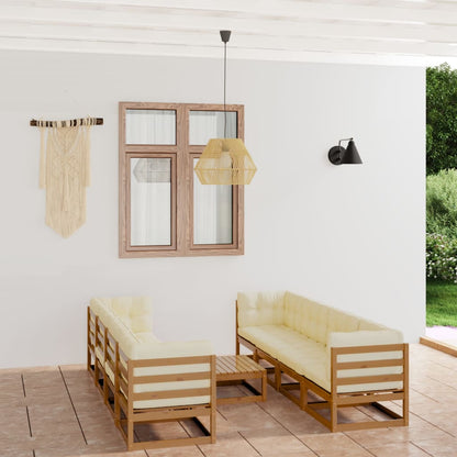 9-tlg. Garten-Lounge-Set mit Kissen Kiefer Massivholz - Pazzar.ch