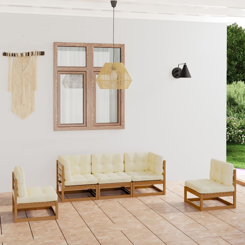 5-tlg. Garten-Lounge-Set mit Kissen Kiefer Massivholz - Pazzar.ch