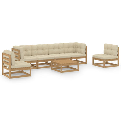 7-tlg. Garten-Lounge-Set mit Kissen Kiefer Massivholz - Pazzar.ch