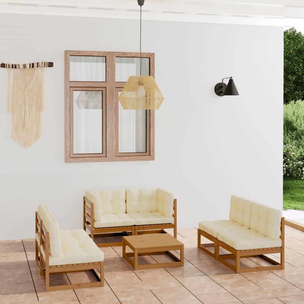 7-tlg. Garten-Lounge-Set mit Kissen Kiefer Massivholz - Pazzar.ch