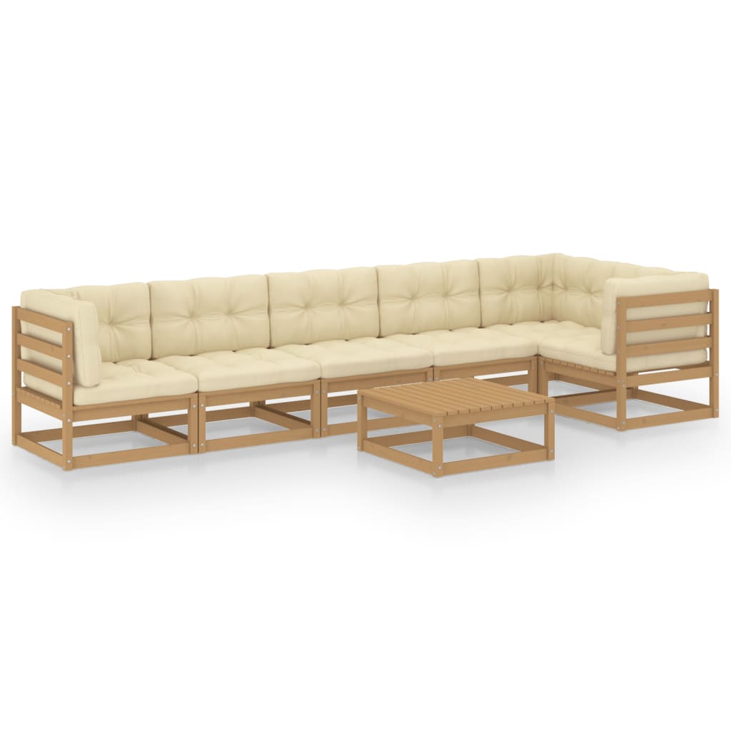 7-tlg. Garten-Lounge-Set mit Kissen Kiefer Massivholz - Pazzar.ch