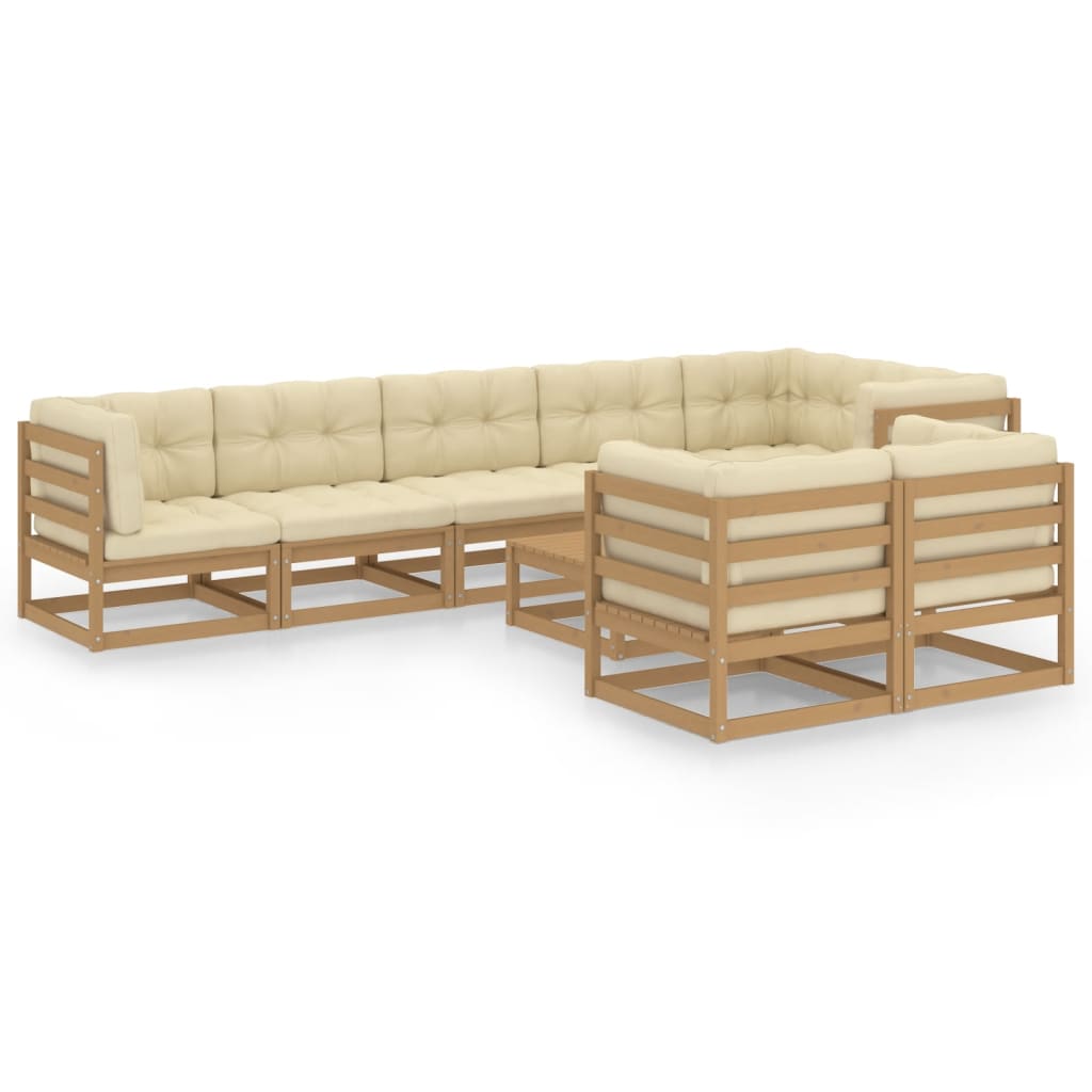 9-tlg. Garten-Lounge-Set mit Kissen Massivholz Kiefer - Pazzar.ch