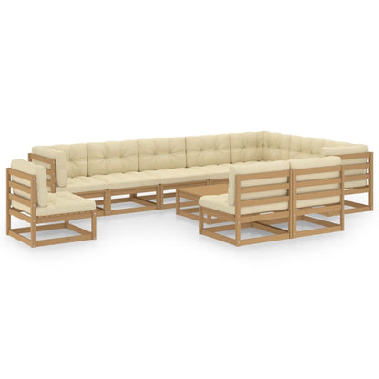 11-tlg. Garten-Lounge-Set mit Kissen Honigbraun Massivholz - Pazzar.ch