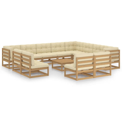 13-tlg. Garten-Lounge-Set mit Kissen Honigbraun Massivholz - Pazzar.ch