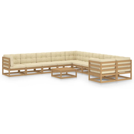 11-tlg. Garten-Lounge-Set mit Kissen Honigbraun Massivholz - Pazzar.ch