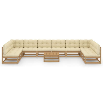 11-tlg. Garten-Lounge-Set mit Kissen Honigbraun Massivholz - Pazzar.ch