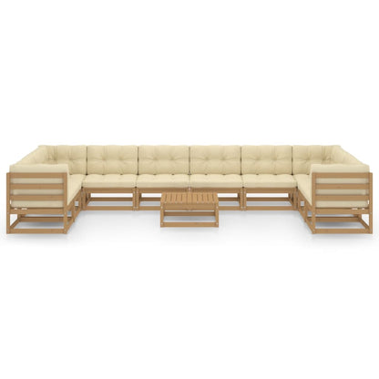 11-tlg. Garten-Lounge-Set mit Kissen Honigbraun Massivholz - Pazzar.ch