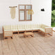 11-tlg. Garten-Lounge-Set mit Kissen Honigbraun Massivholz