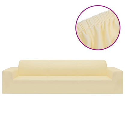 Stretch Sofahusse 4-Sitzer Creme Polyester-Jersey - Pazzar.ch