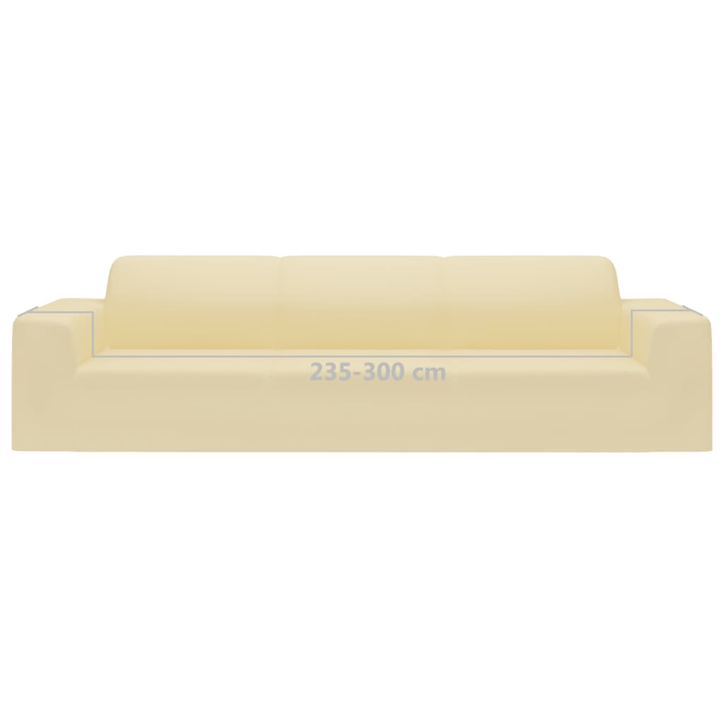 Stretch Sofahusse 4-Sitzer Creme Polyester-Jersey