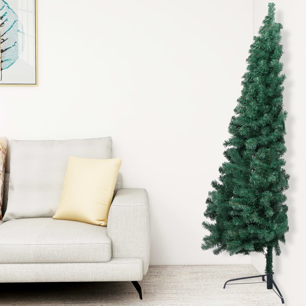 Künstlicher Halb-Weihnachtsbaum Beleuchtung Kugeln Grün 120 cm - Pazzar.ch